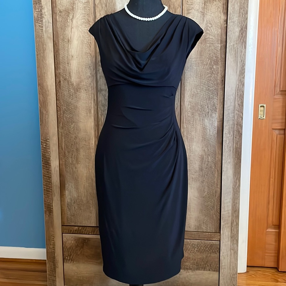 Lauren Ralph Lauren Sleeveless Ruched Jersey Dress Size 4 Black